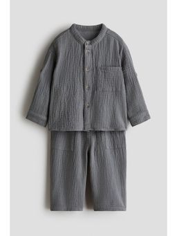 H&M - Boys Grey 2-Piece Cotton Muslin Co-Ord Set