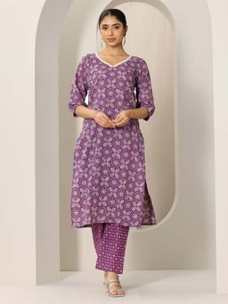 Libas - Purple Printed Kurta with Pant (Set of 2)