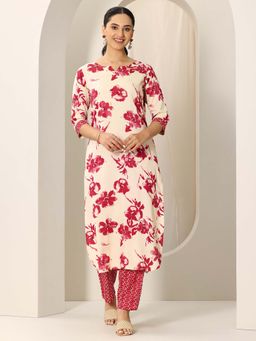 Libas - Red Floral Printed Kurta with Pant (Set of 2)