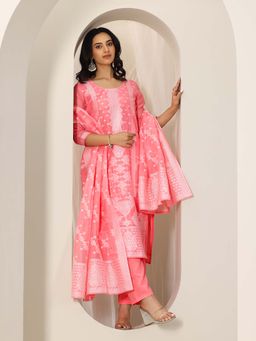 Libas - Pink Kurta with Pant and Dupatta (Set of 3)