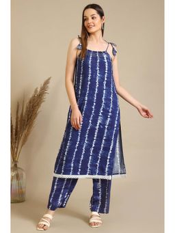 Aurelia - Women's Blue Tie and Dye Kurta and Pant (Set of 2)