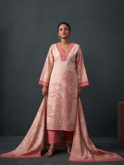 Autumnlane - Eliza Salmon Cotton Full Work Pakistani Kurta with Pant and Dupatta (Set of 3)