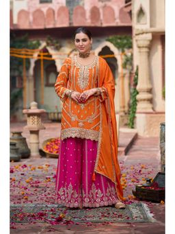 Autumnlane - Orange Kanupriya Kesari Kurta with Palazzo and Dupatta (Set of 3)