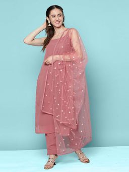 KVS FAB - Mauve Kurta with Pant and Dupatta (Set of 3)