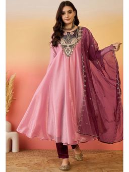 KVS FAB - Light Pink Zari Embroidery with Kurta with Pant and Dupatta (Set of 3)