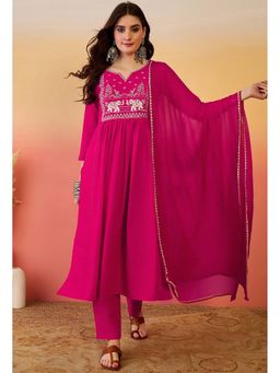 KVS FAB - Pink Zari Embroidered Kurta with Pant and Dupatta (Set of 3)