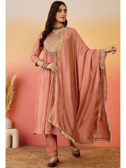KVS FAB - Peach Zari Embroidery with Kurta with Pant and Dupatta (Set of 3)