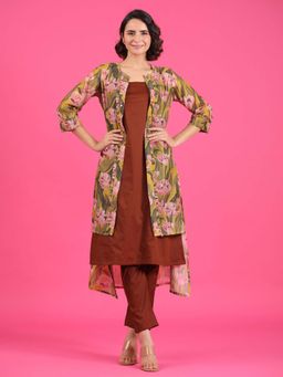 Gillori - Walnut Brown Jacket with Inner and Pant (Set of 3)