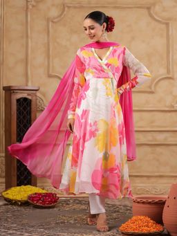 Gillori - Mohini Floral Anarkali Kurta with Pant and Dupatta (Set of 3)