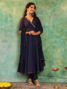 Gillori - Anika Embroidered Anarkali Kurta with Pant and Dupatta (Set of 3)