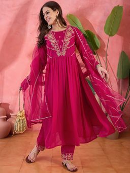 KVS FAB - Zari Embroidered Kurta with Pant and Dupatta (Set of 3)