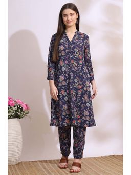W - Floral Printed Modal A-Line Kurta and Pant (Set of 2)