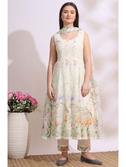 W - Floral Printed Anarkali Kurta with Pant and Dupatta (Set of 3)