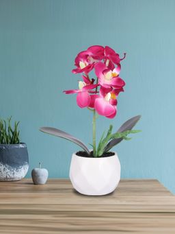 Ekhasa - Orchid Flower Vase Pot with Artificial Flowers (6 Inches)