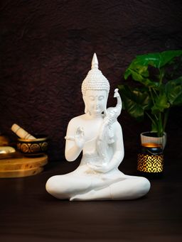Ekhasa - Marble Dust White Big Buddha Statue (6 Inches)