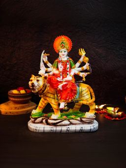 Ekhasa - Aura Series Big Size Marble Dust Durga Maa Idol (1 Feet)