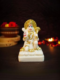 Ekhasa - Aura Series Gold Plated Marble Dust Hanuman Ji Murti for Home Puja (5 Inch)