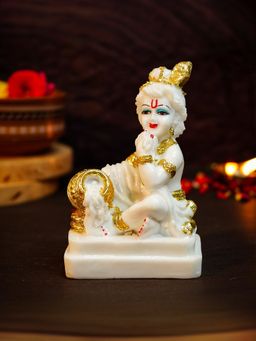 Ekhasa - Aura Series Gold Plated Marble Dust Bal Gopal Murti (5 Inch)