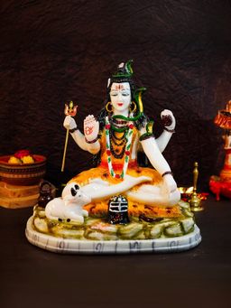 Ekhasa - Aura Series Big Size Marble Dust Lord Shiva Idol for Home (1 Feet)