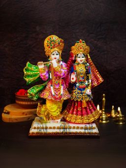 Ekhasa - Aura Series Big Size Marble Dust Radha Krishna Murti (1 Feet)