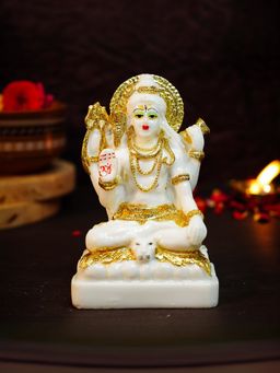 Ekhasa - Aura Series Gold Plated Marble Dust Lord Shiva Idol for Home (5 Inch)