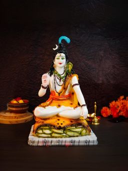 Ekhasa - Aura Series Big Size Marble Dust Lord Shiva Idol for Home (1 Feet)