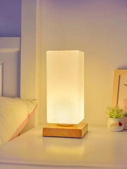 Ekhasa - Wooden Dimmable Bedside Lamp with Diffused Glass Shade