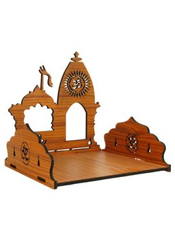 Ekhasa - Ayodhya Ram Mandir Inspired Wooden Pooja Mandir (Brown)