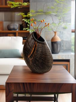 Ekhasa - Brown Resin Flower Vase for Home Decor (6 Inches)