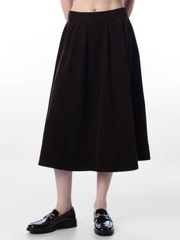 ONLY - Women's Solid A-Line Coffee Brown Skirt