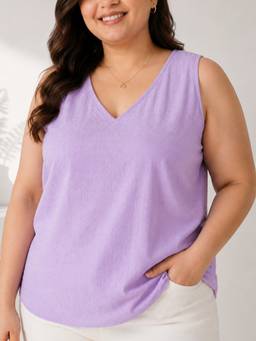 Oxolloxo - Plus Size Lavender Sleeveless Top