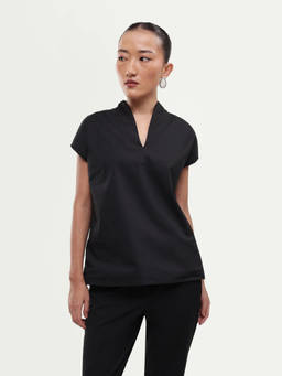 RAREISM - Women'S Buijity Dark Black Cotton Blend Top