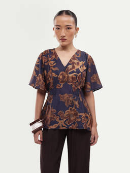 RAREISM - Women'S Daco Navy Blue Viscose Blend Top