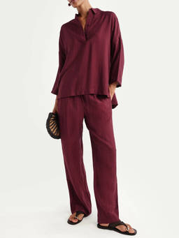 RAREISM - Women'S Dano-B Maroon Viscose Blend Trousers