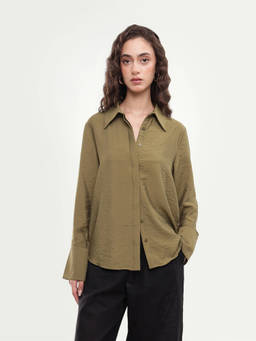 RAREISM - Women'S Gini Olive Viscose Blend Shirt