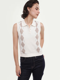 RAREISM - Women'S Lango-A Off White Cotton Polo T-Shirt