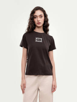 RAREISM - Women'S Pido Dark Brown Cotton T-Shirt