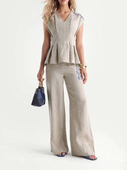 RAREISM - Women'S Rubin-B Dusky Beige Linen Trousers