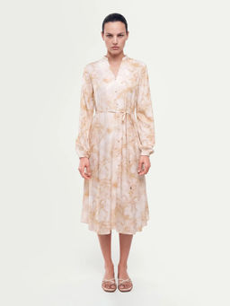 RAREISM - Women'S Stubby Beige Viscose Dress with Belt