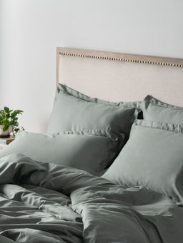 Kansso - Fern 600 Tc Cotton Flat Bedsheet with Pillow Cover