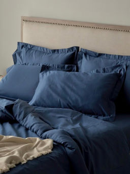 Kansso - Midnight 600 Tc Cotton Fitted Bedsheet with Pillow Cover