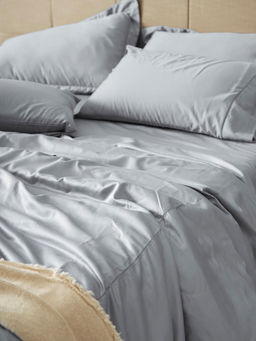 Kansso - Pebble 600 Tc Cotton Flat Bedsheet with Pillow Cover