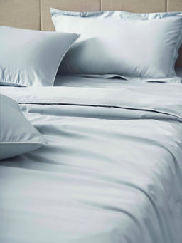 Kansso - Blue Mist 600 Tc Cotton Flat Bedsheet with Pillow Cover