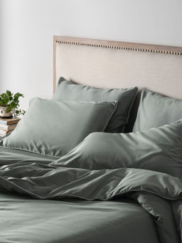 Kansso - Fern 600 Tc Cotton Fitted Bedsheet with Pillow Cover