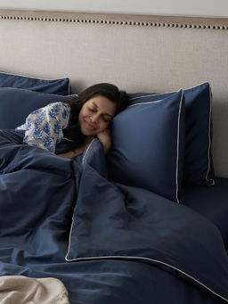 Kansso - Midnight 600 Tc Cotton Fitted Bedsheet with Pillow Cover