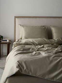 Kansso - Sage Sand 600 Tc Cotton Fitted Bedsheet with Pillow Cover