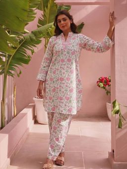 EKOHUM - Pink Block Printed Cotton Co-Ord