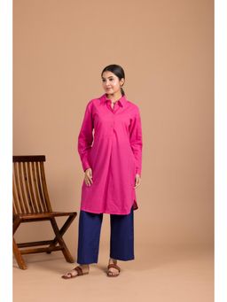 LABEL MAE - Fuchsia Pink Collared Tunic with Pant