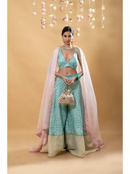 MONK & MEI - Nitya - Brocade Sharara Blouse And Dupatta