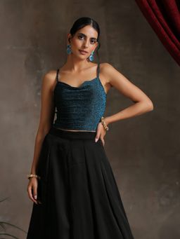 Triyah - Blue Moon High Stretch Knit Blouse